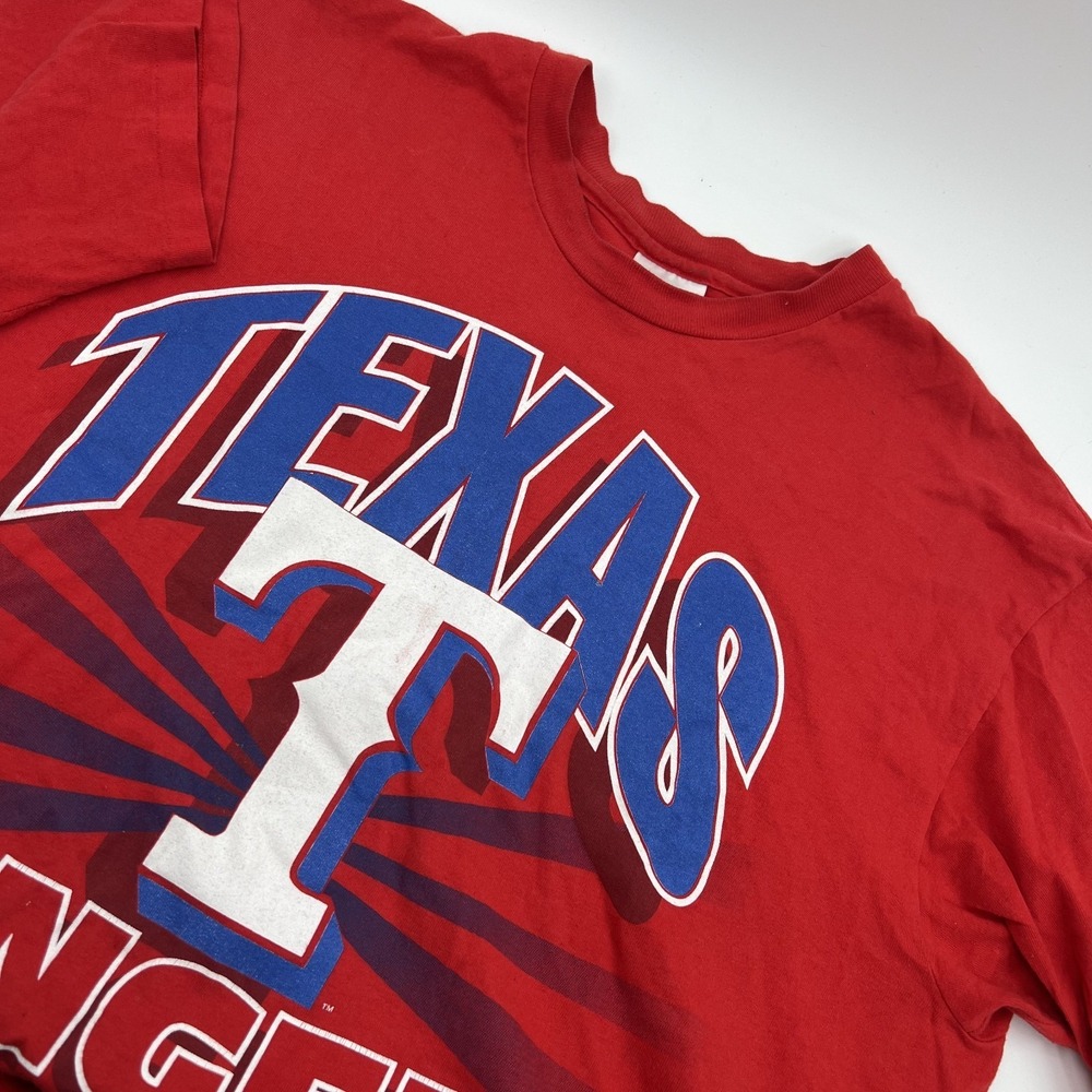 Vintage Texas Rangers Shirt Mens XL Red MLB Baseball Graphic T-Shirt Tee 90s